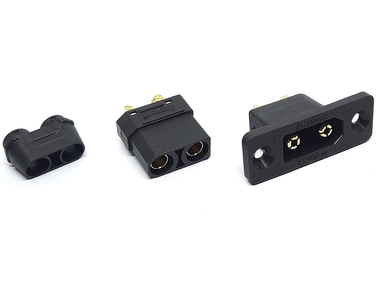 Силовий роз'єм живлення Amass XT90 пара штекер наладний + гніздо (XT90E-M+XT90H-F), фото 1