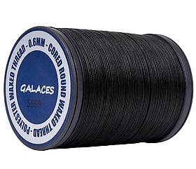 Galaces 0.60мм чорна (S999) нитка кругла плетена з 8 ниток вощена по шкірі