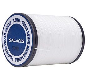 Galaces 0.60мм біла (S000) нитка кругла плетена з 8 ниток увіщена по шкірі