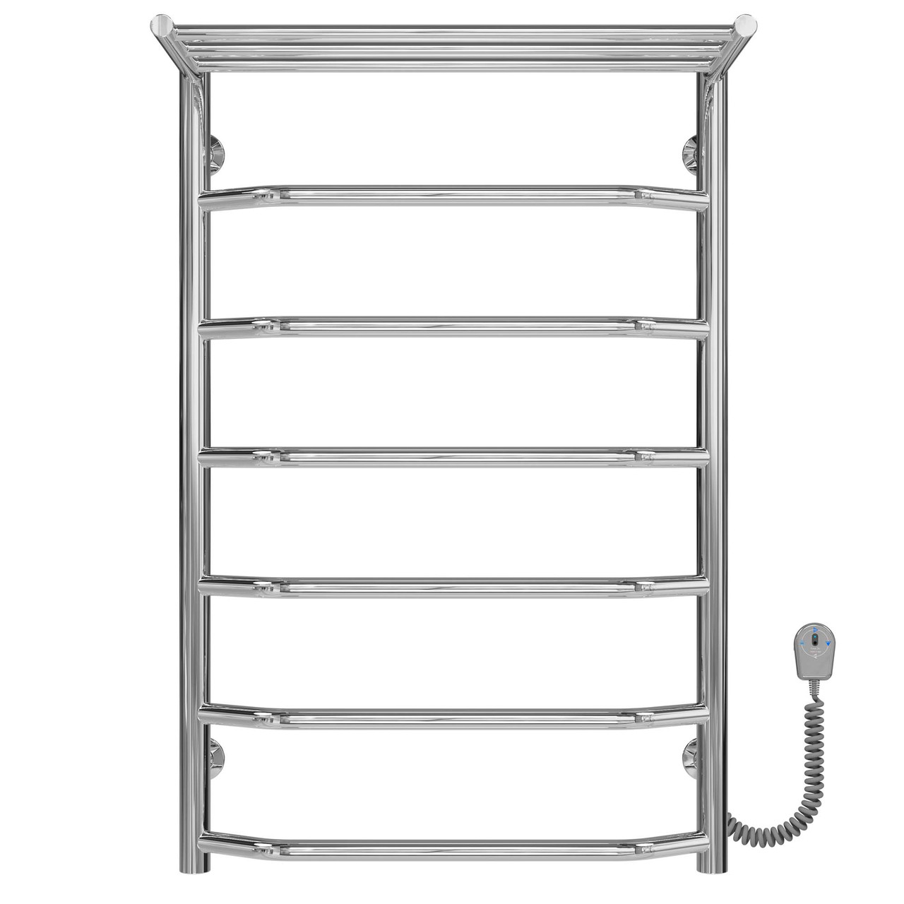 Рушникосушарка електрична Трапеція з полицею П7 500х800 Deffi нержавіюча сталь (Хром, EF16, Праве підключення), фото 1