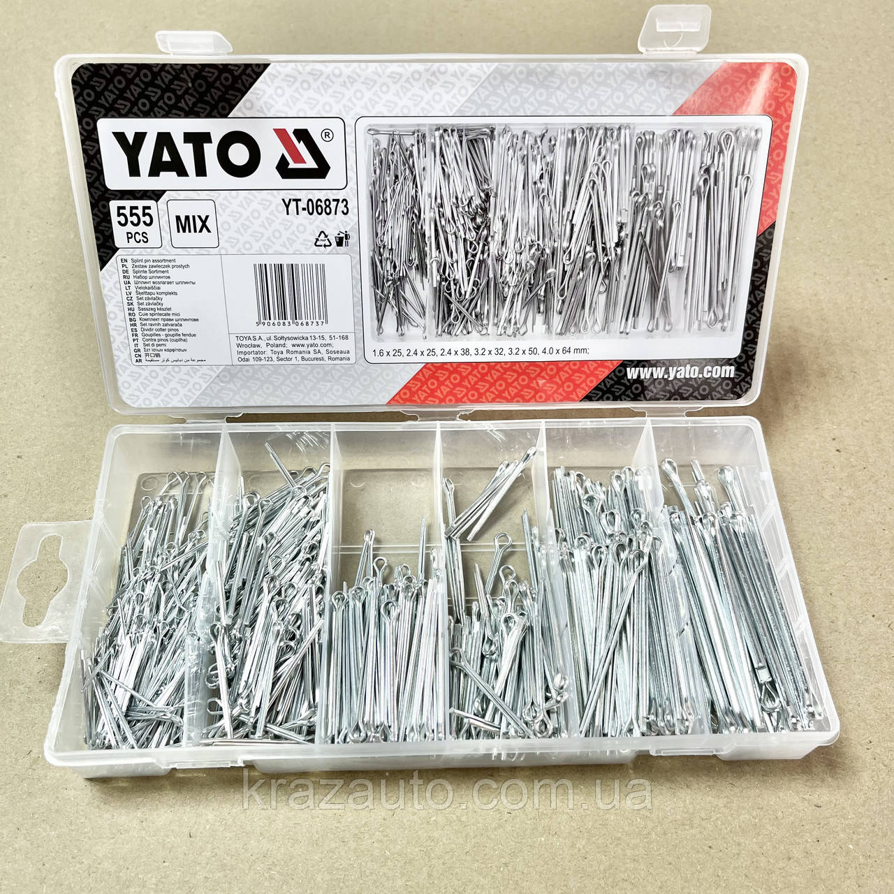 Шплінти різних розмірів YATO, набір 555 шт.YT-06873, фото 1