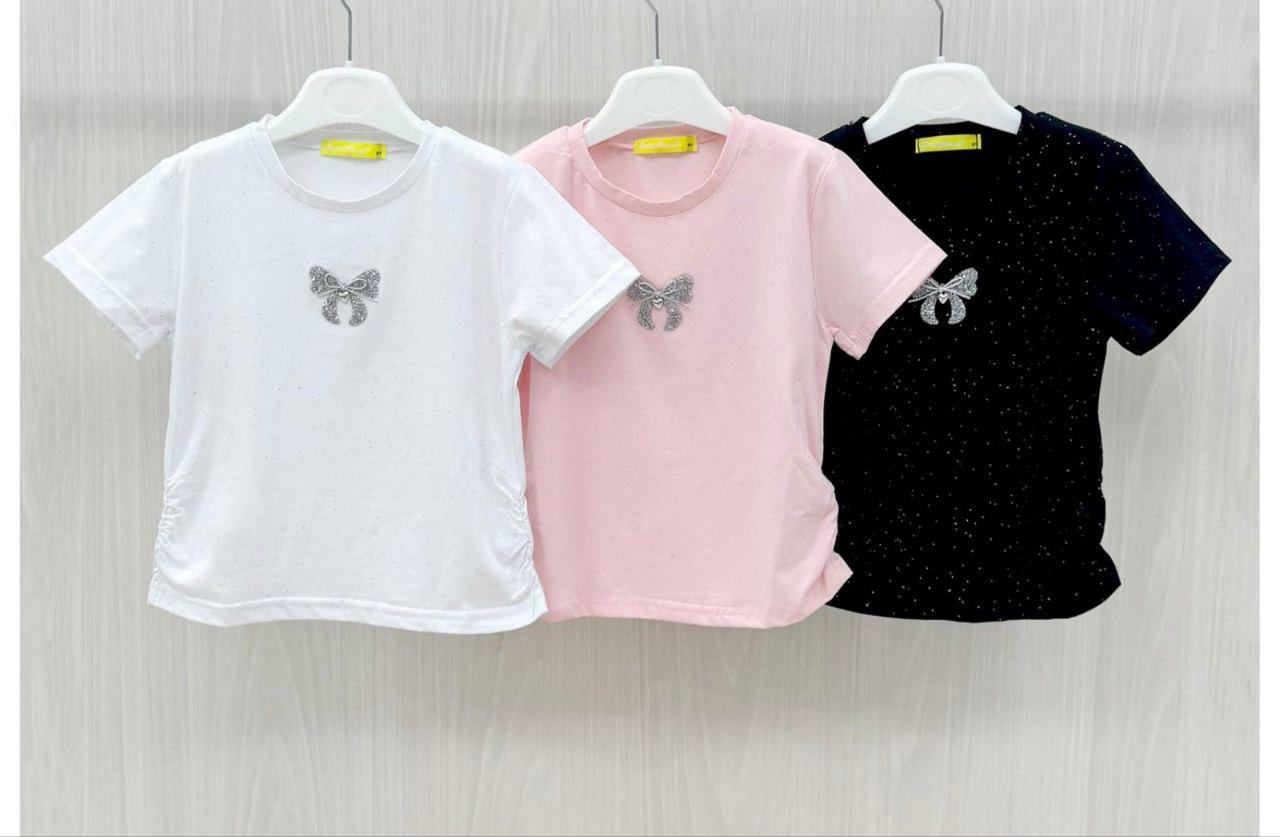 Футболка для дівчинки з бантиком у молочному кольорі на 16 років, фото 1