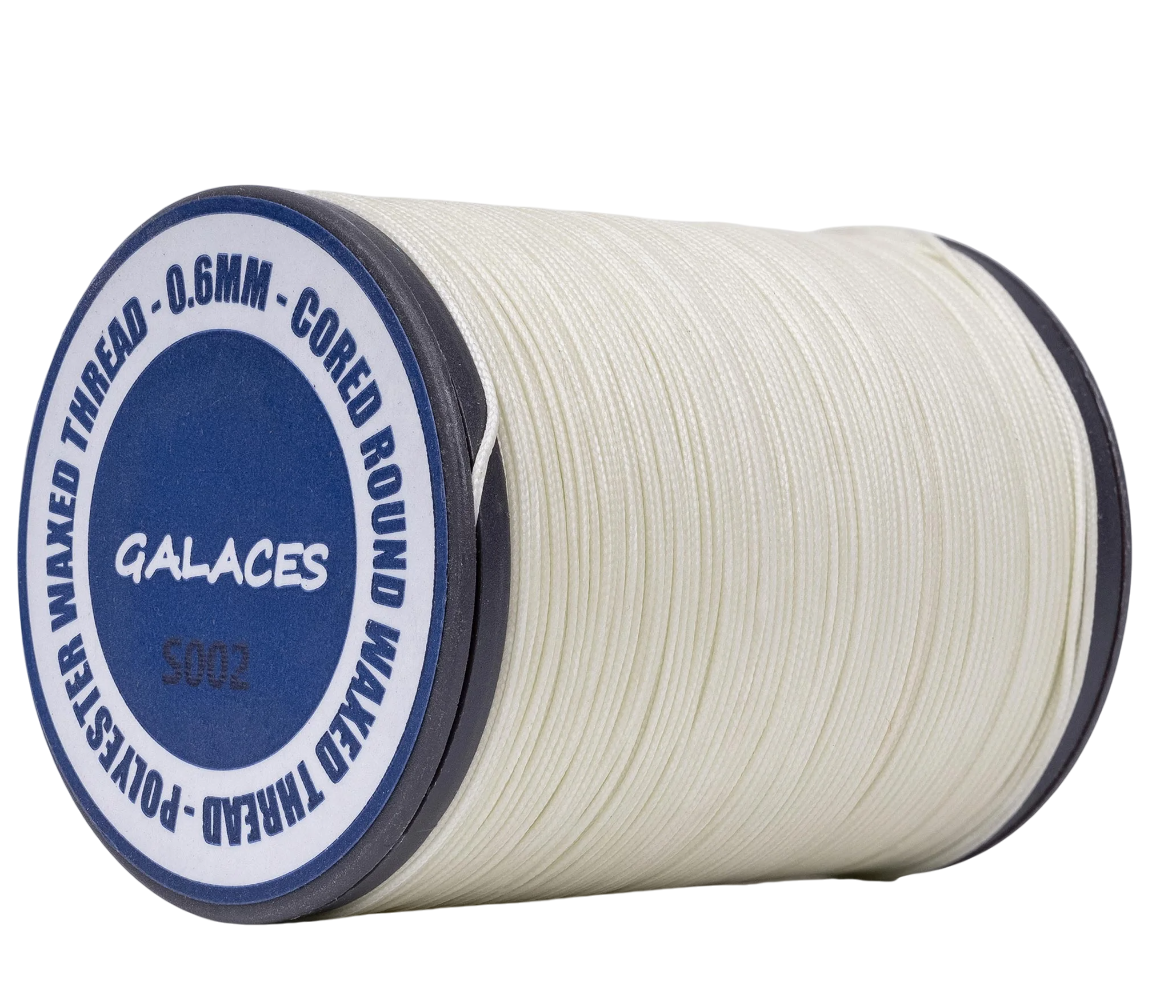 Galaces 0.60мм молочна (S002) нитка кругла плетена з 8 ниток вощена по шкірі, фото 1