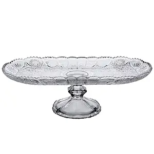 Скляна фруктовниця на ніжці Lirmartur 33,5*15*10 см овальна ваза для фруктів