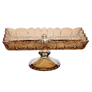 Скляна фруктовниця на ніжці Lirmartur 29*16,5*11 см прямокутна ваза для фруктів на 4 секції