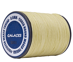 Galaces 0.60мм світло-бежева (M245) нитка кругла плетена з 8 ниток вощена по шкірі