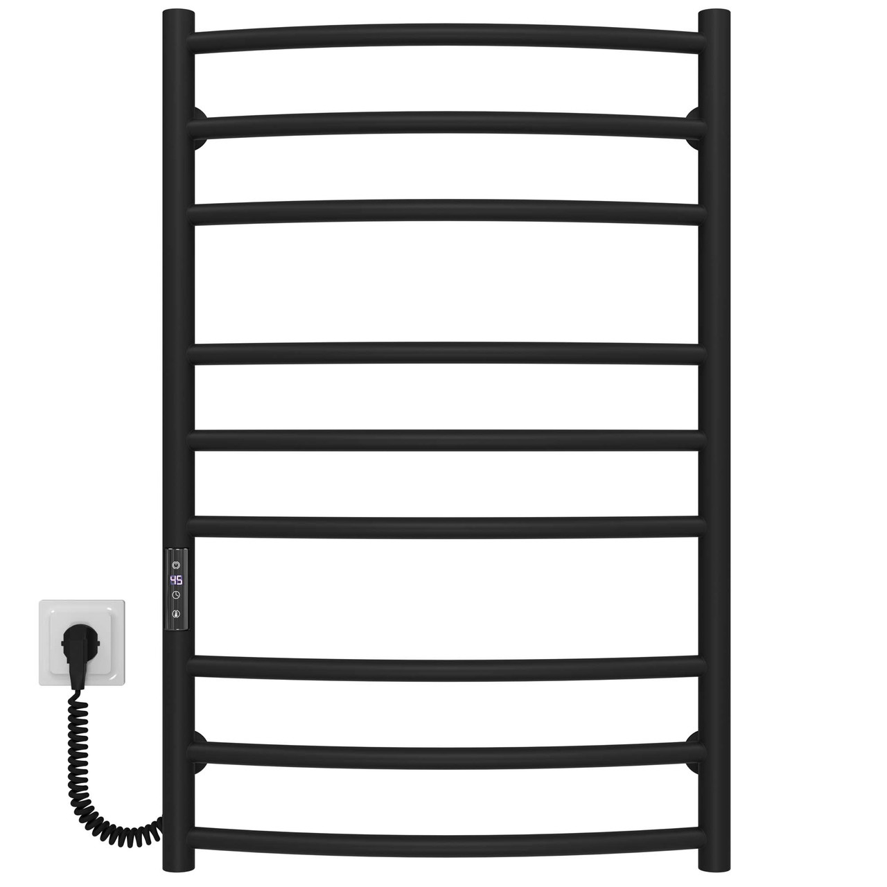 Рушникосушарка електрична Класік Еліт П9 500х800 Deffi нержавіюча сталь (Чорний, JD03, Ліве підключення), фото 1