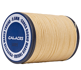 Galaces 0.60мм бежева (S005) нитка кругла плетена з 8 ниток вощена по шкірі