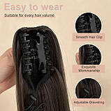 Хвіст легкі локони шиньйон на крабі з утяжкою коричневий - омбре в блонд 61 см, фото 2