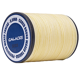 Galaces 0.60мм бежева (S008) нитка кругла плетена з 8 ниток вощена по шкірі
