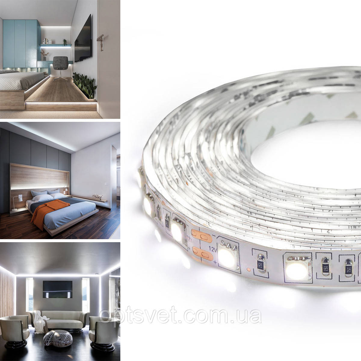 Світлодіодна стрічка OEM ST-12-5050-60-CW-20-V2 біла, негерметична, 1 м, фото 1