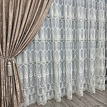 Фатинова тюль із кордовою вишивкою No116536 оптом золото, фото 2