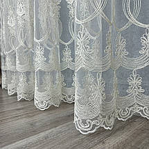 Фатинова тюль із кордовою вишивкою No116536 оптом золото, фото 3