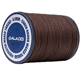 Galaces 0.60мм кавова (M268) нитка кругла плетена з 8 ниток вощена по шкірі