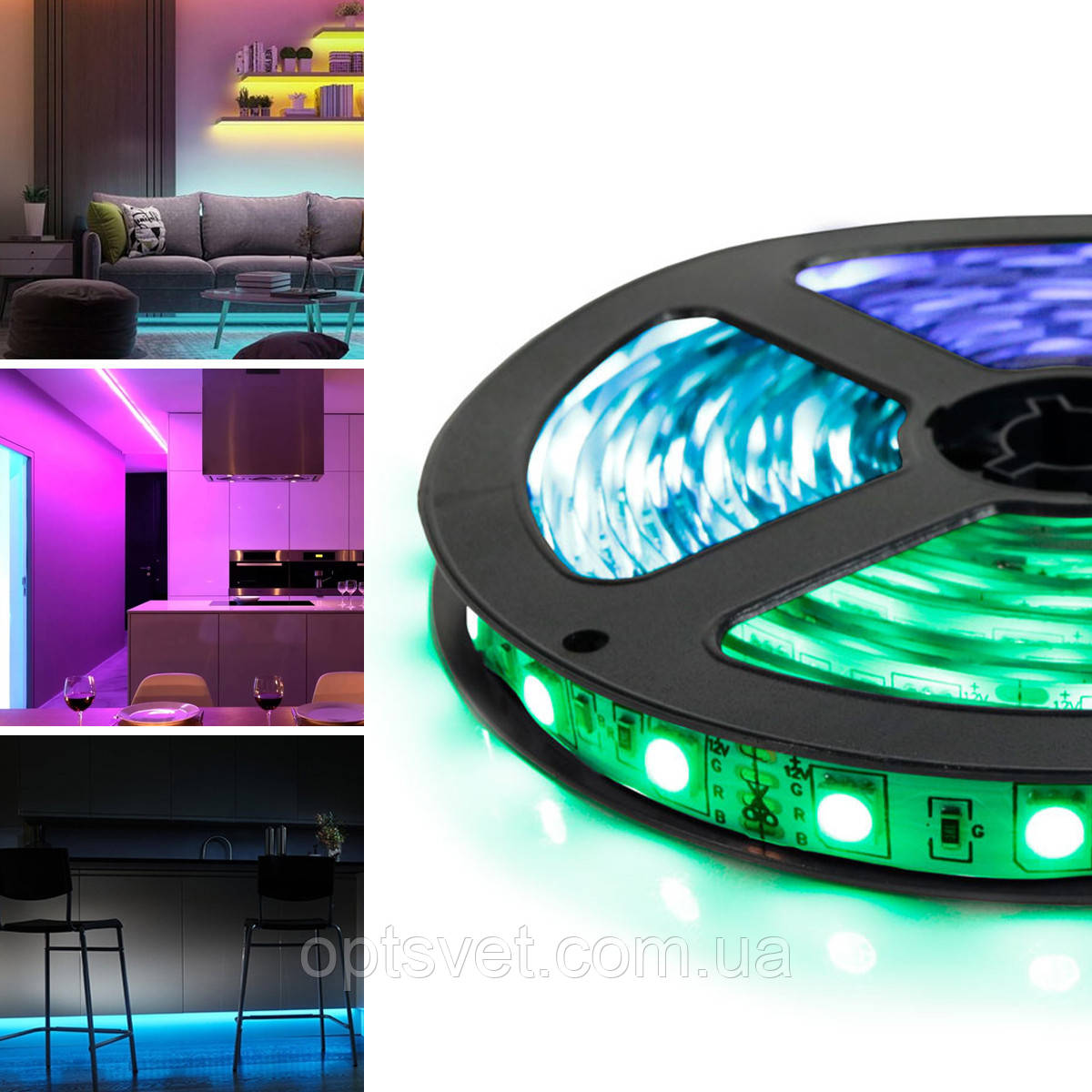 Світлодіодна стрічка OEM ST-12-5050-60-RGB-20, негерметична, 1 м, фото 1