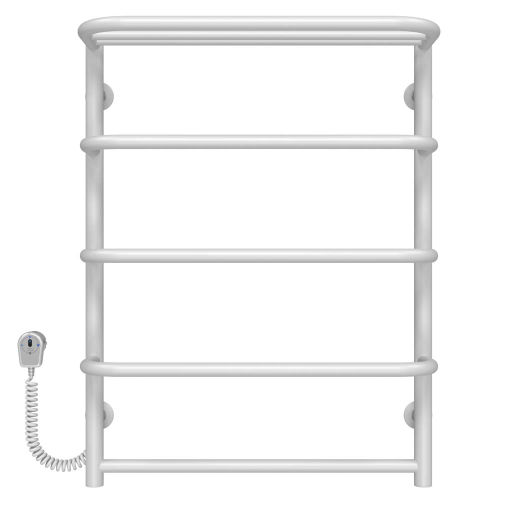 Рушникосушарка електрична Стандарт з полицею П5 500х700 Deffi фарбована сталь (Білий, EF16, Ліве підключення), фото 1