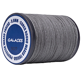 Galaces 0.60мм сіра (S027) нитка кругла плетена з 8 ниток вощена по шкірі