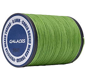 Galaces 0.60мм зелена (S033) нитка кругла плетена з 8 ниток вощена по шкірі