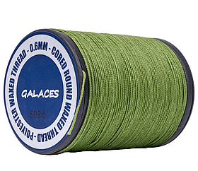 Galaces 0.60мм зелена (S034) нитка кругла плетена з 8 ниток вощена по шкірі