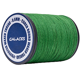 Galaces 0.60мм зелена (S035) нитка кругла плетена з 8 ниток вощена по шкірі