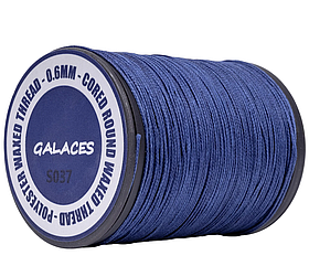 Galaces 0.60мм синя (M256) нитка кругла плетена з 8 ниток вощена по шкірі