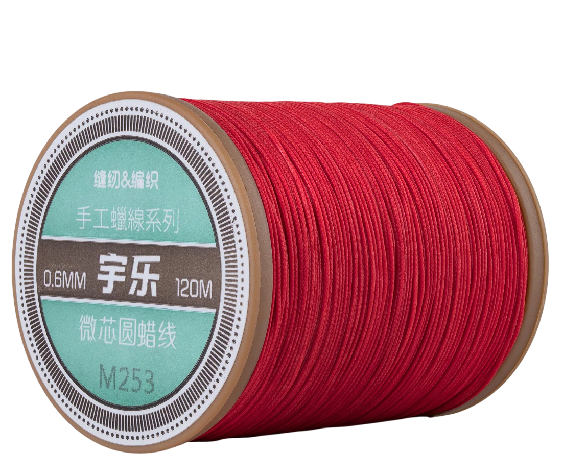 Galaces 0.60мм червона (M253) нитка кругла плетена з 8 ниток вощена по шкірі, фото 1