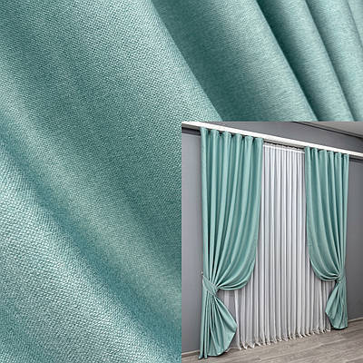 Комплект штор (2шт. 1,5х2,7м.) із тканини Шеніл однотонний (блекаут). Колір світло-бірюзовий. Код 1697ш 33-0596