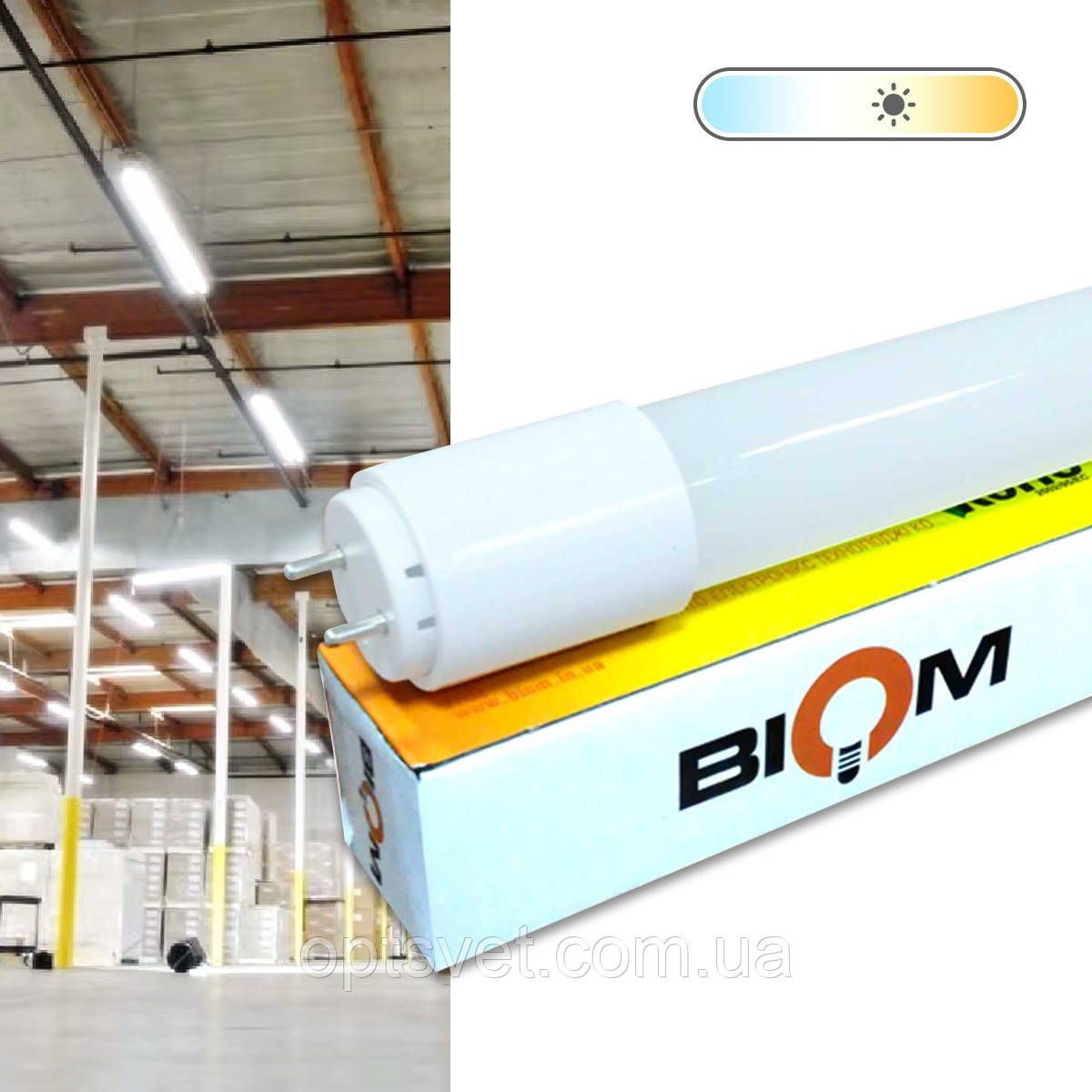 Світлодіодна лампа Biom T8-GL-600-9W NW 4200 K G13 скло матове, фото 1