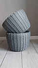 Набір сірих кошиків для квітів, кашпо зі штучного ротанга для рослин ручної роботи 12 л, фото 10
