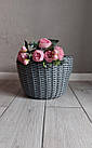 Набір сірих кошиків для квітів, кашпо зі штучного ротанга для рослин ручної роботи 12 л, фото 2