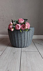 Сіре кашпо для рослин, кошик для квітів, корзина із штучного ротанга ручної робити 12 л