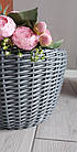 Сіре кашпо для рослин, кошик для квітів, корзина із штучного ротанга ручної робити 12 л, фото 2
