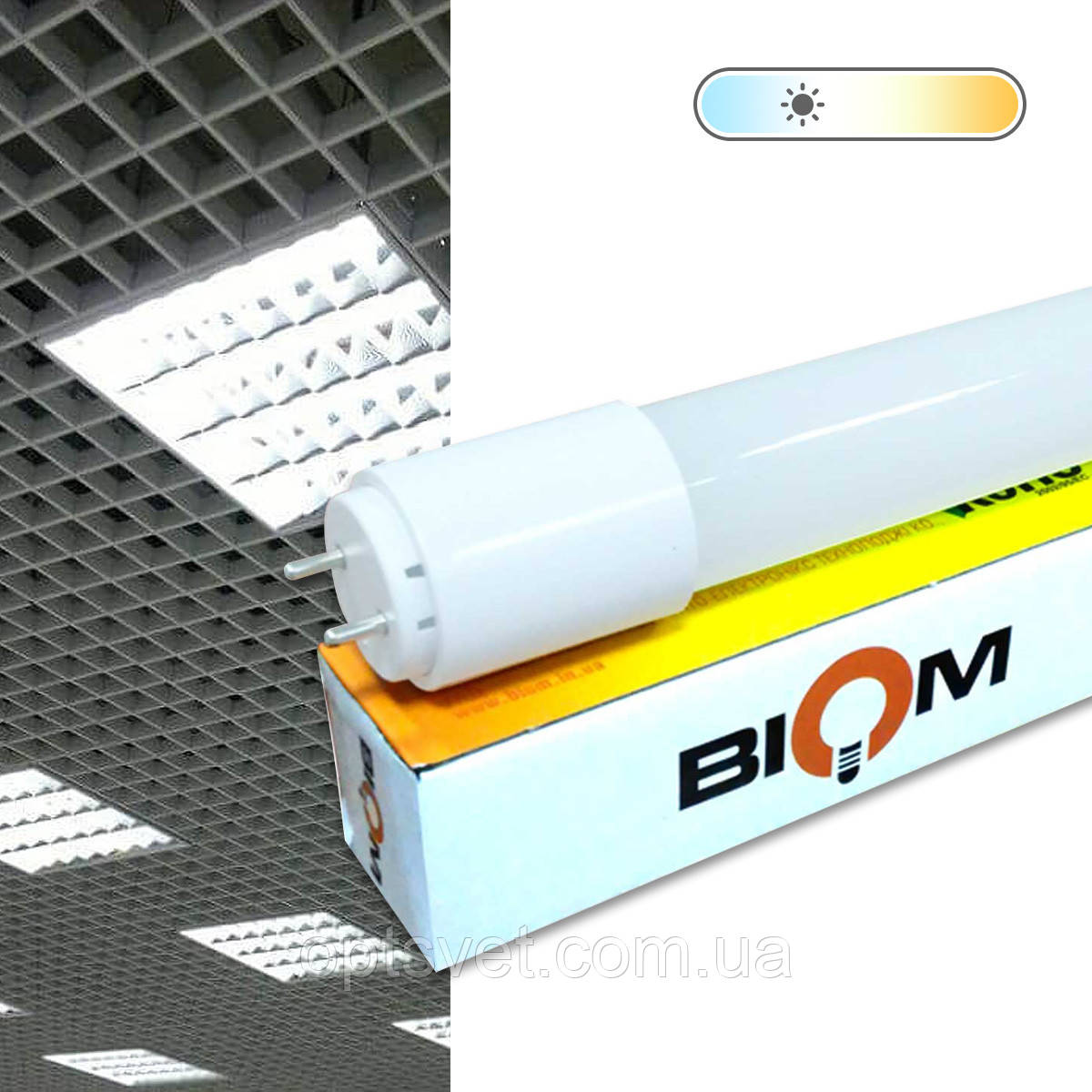 Світлодіодна лампа Biom T8-GL-600-9W CW 6200 K G13 скло матове