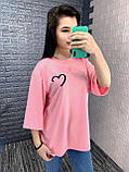 Літня жіноча футболка з гарним принтом сердечка, фото 3