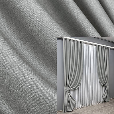Комплект штор (2шт. 1,5х2,7м.) із тканини Шеніл однотонний (блекаут). Колір світло-сірий. Код 1689ш 33-0587