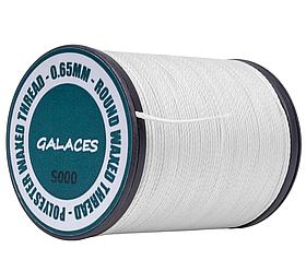 Galaces 0.65мм біла (S000) нитка кругла вощений по шкірі