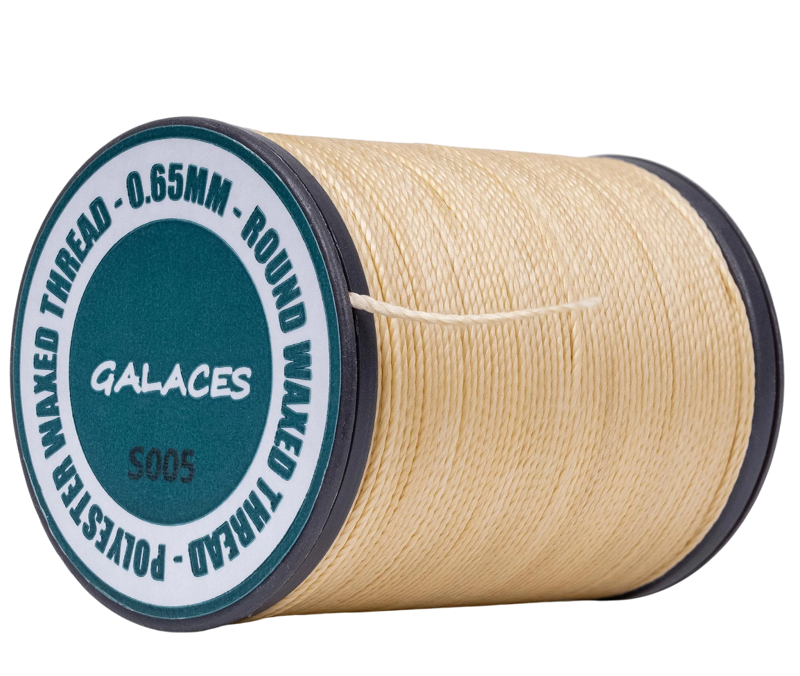 Galaces 0.65мм бежева (M105) нитка кругла вощений по шкірі, фото 1