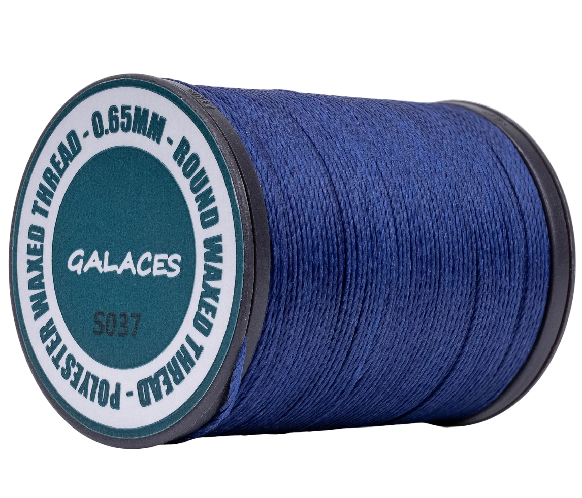 Galaces 0.65мм синя (M137) нитка кругла вощений по шкірі