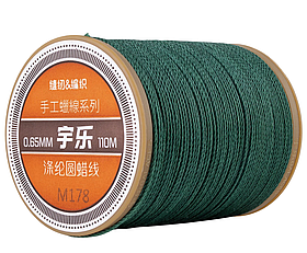 Galaces 0.65мм темно-зелена (M178) нитка кругла вощений по шкірі