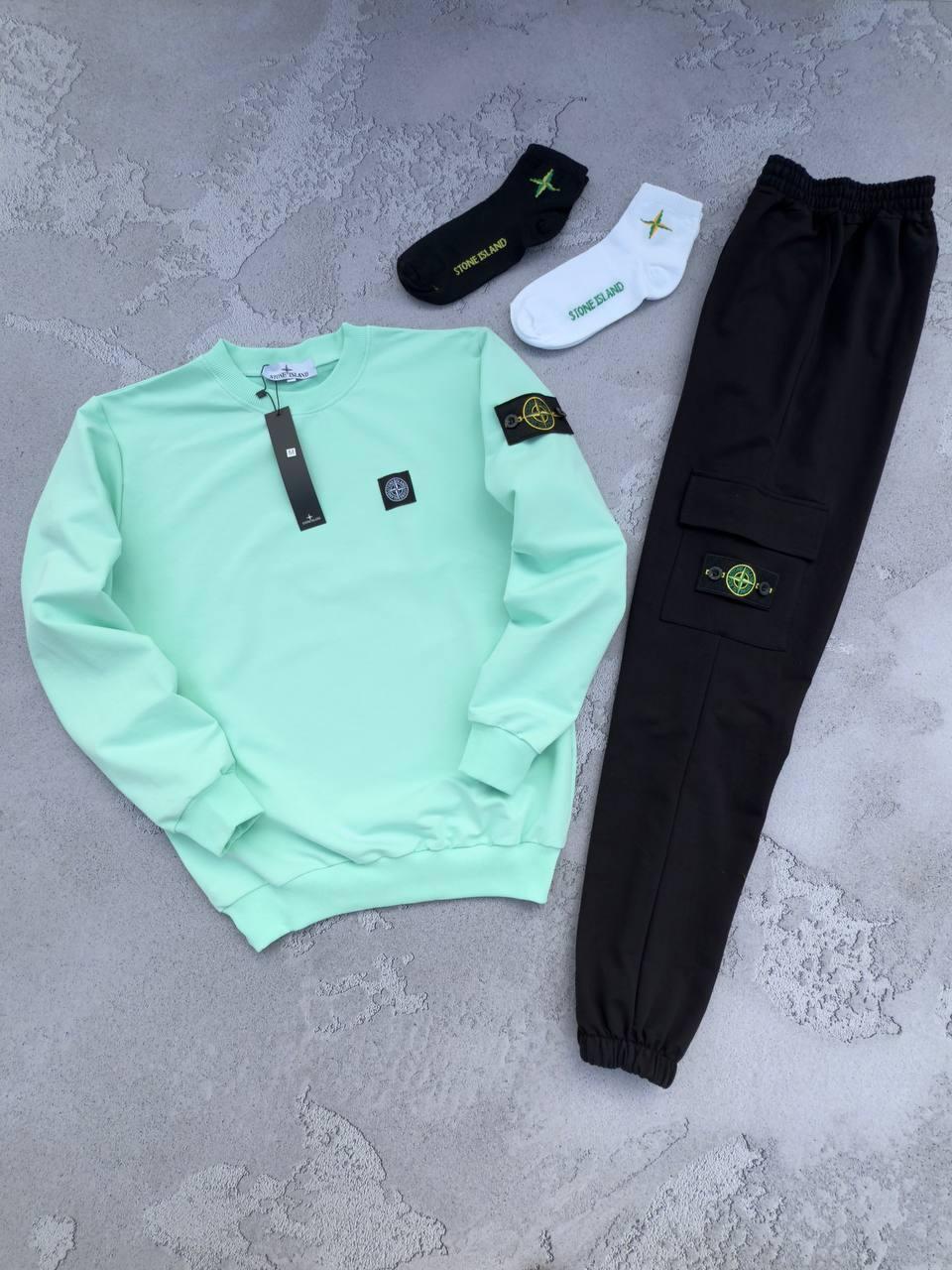 Спортивний костюм Stone Island чоловічий весняний осінній світшот штани стон айленд мятний