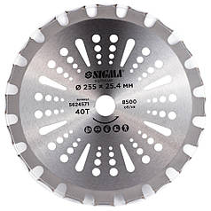 Диск для тримера з твердосплавними напайками Ø255×25.4 мм 40Т двосторонній SIGMA (5624571)