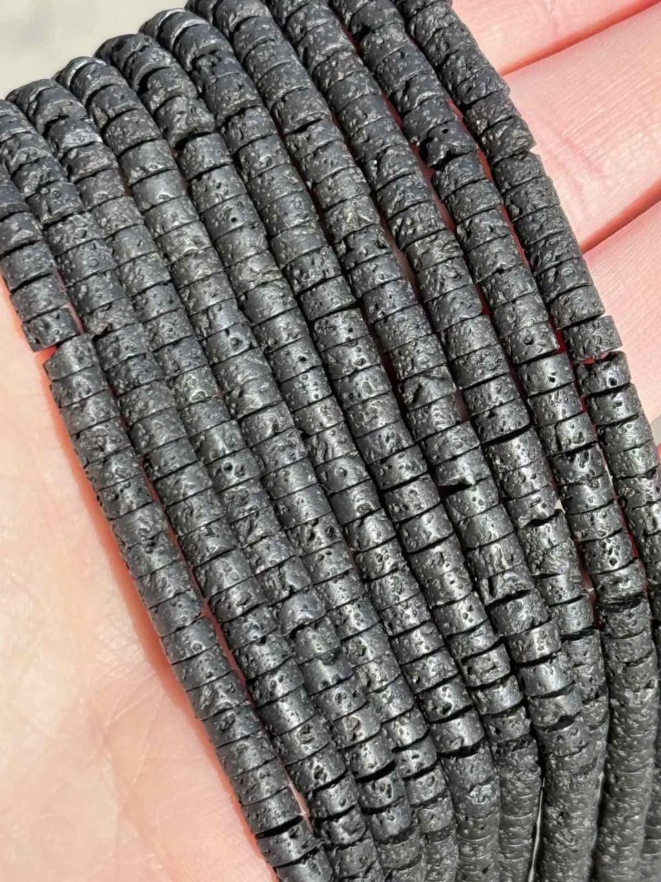 Лава рондель приблизно 100 намистин розмір 4x3 мм