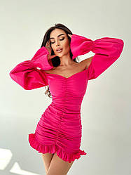 Жіноча сукня; Кольори: чорний, малина та білий; Розміри 42-44 і 44-46