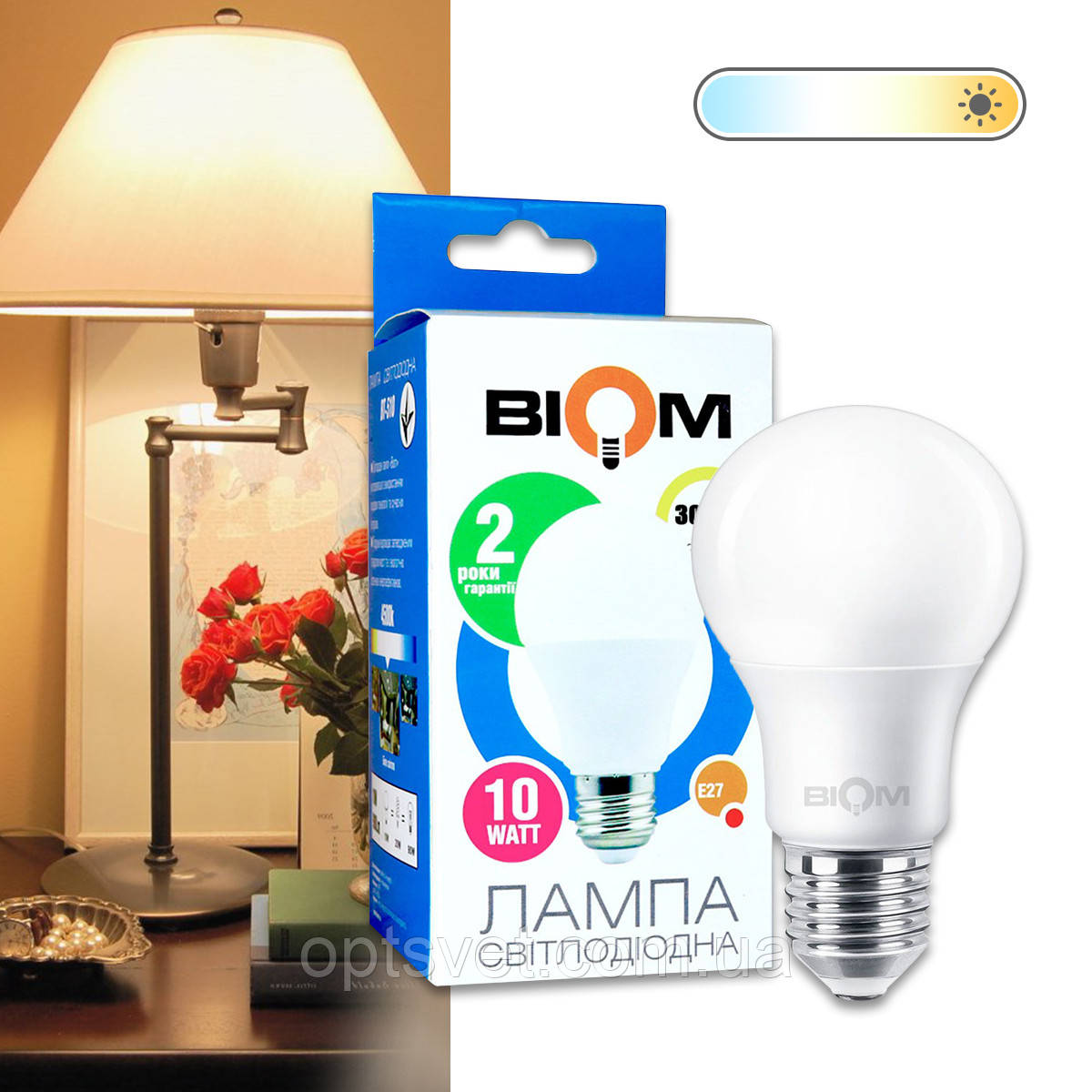 Світлодіодна лампа Biom BT-509 A60 10 W E27 3000 K матова