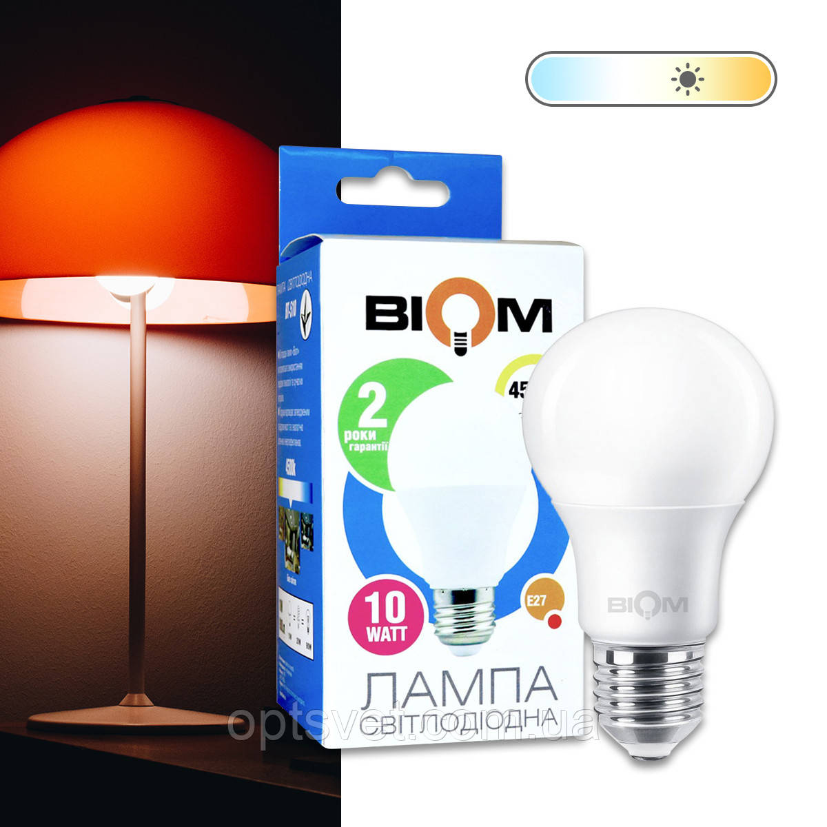 Світлодіодна лампа Biom BT-510 A60 10 W E27 4500 K матова