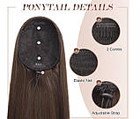 Хвіст накладний шиньйон прямий попелясто-каштановий довгий 70 см з фіксованою утяжкою, фото 4