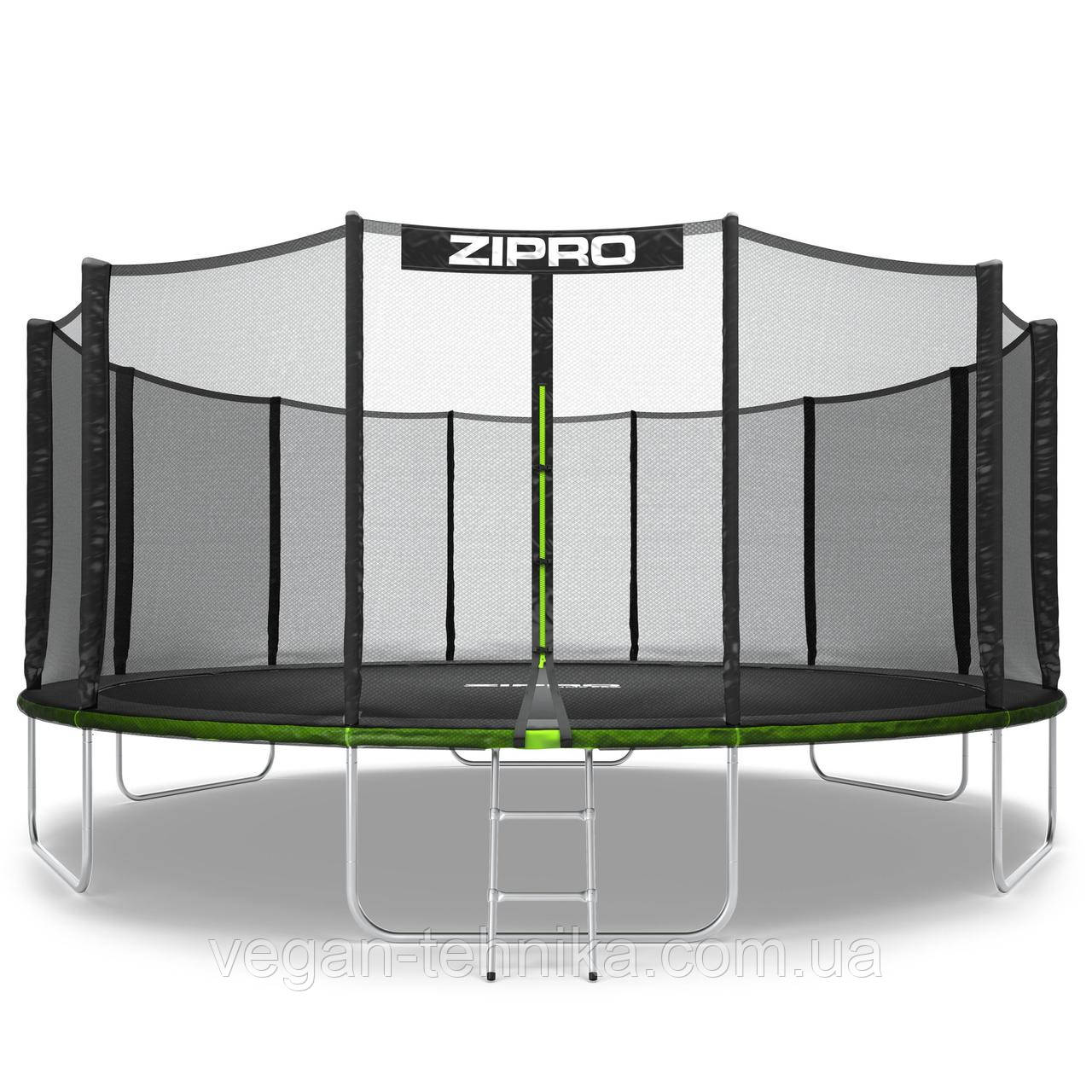Батут Zipro Jump Pro з зовнішньою сіткою 16 футів 496 см чорно-зелений, фото 1