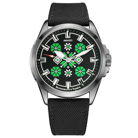 Awarder Embroidery Silver-Green Black Battery 10ATM, фото 1
