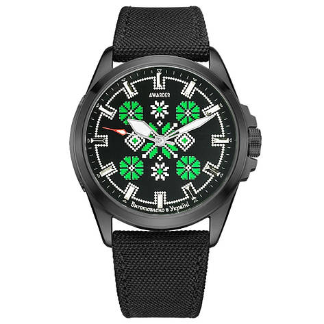 Awarder Embroidery Black-Green Black Battery 10ATM, фото 1