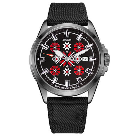 Awarder Embroidery Silver-Red Black Automatic 10ATM, фото 1